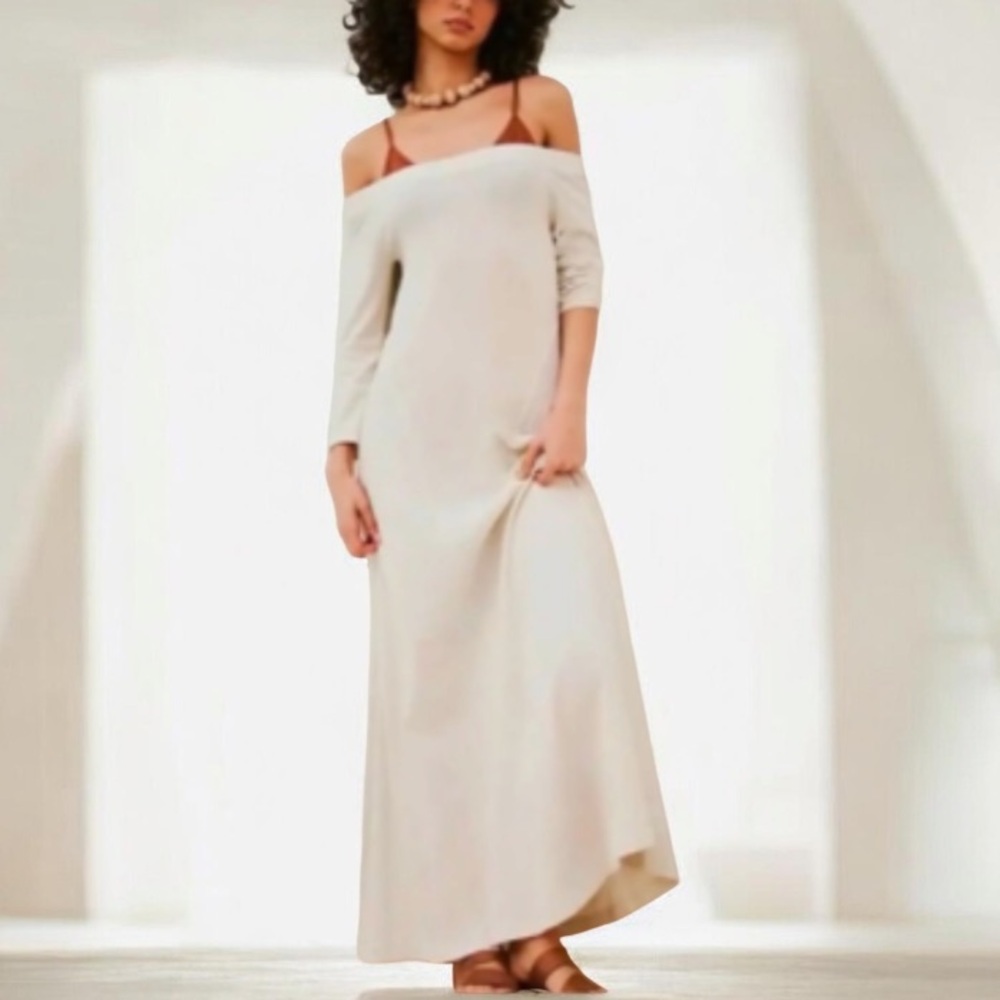 Free People Beach Off Shoulder 3/4 Sleeve MIDI Dress NWT